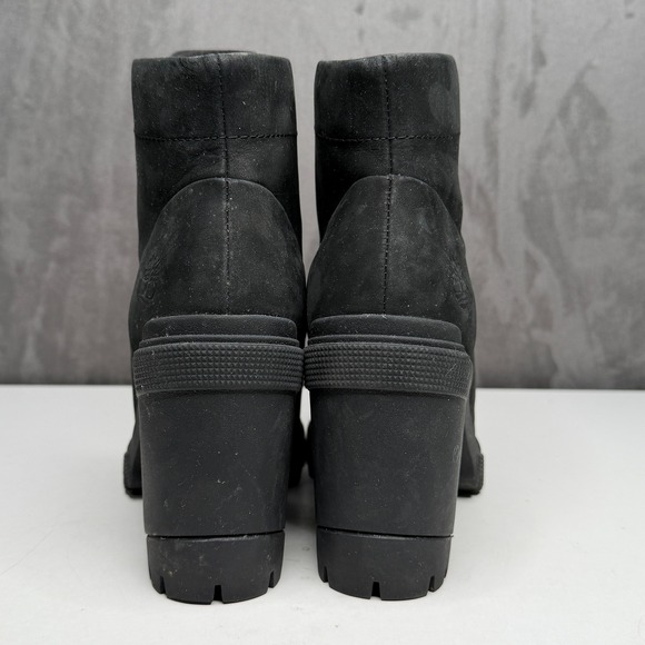 Timberland Boots Womens Sz 8.5 Lana Point Black Nubuck Lace Up Block Heel - Picture 4 of 12